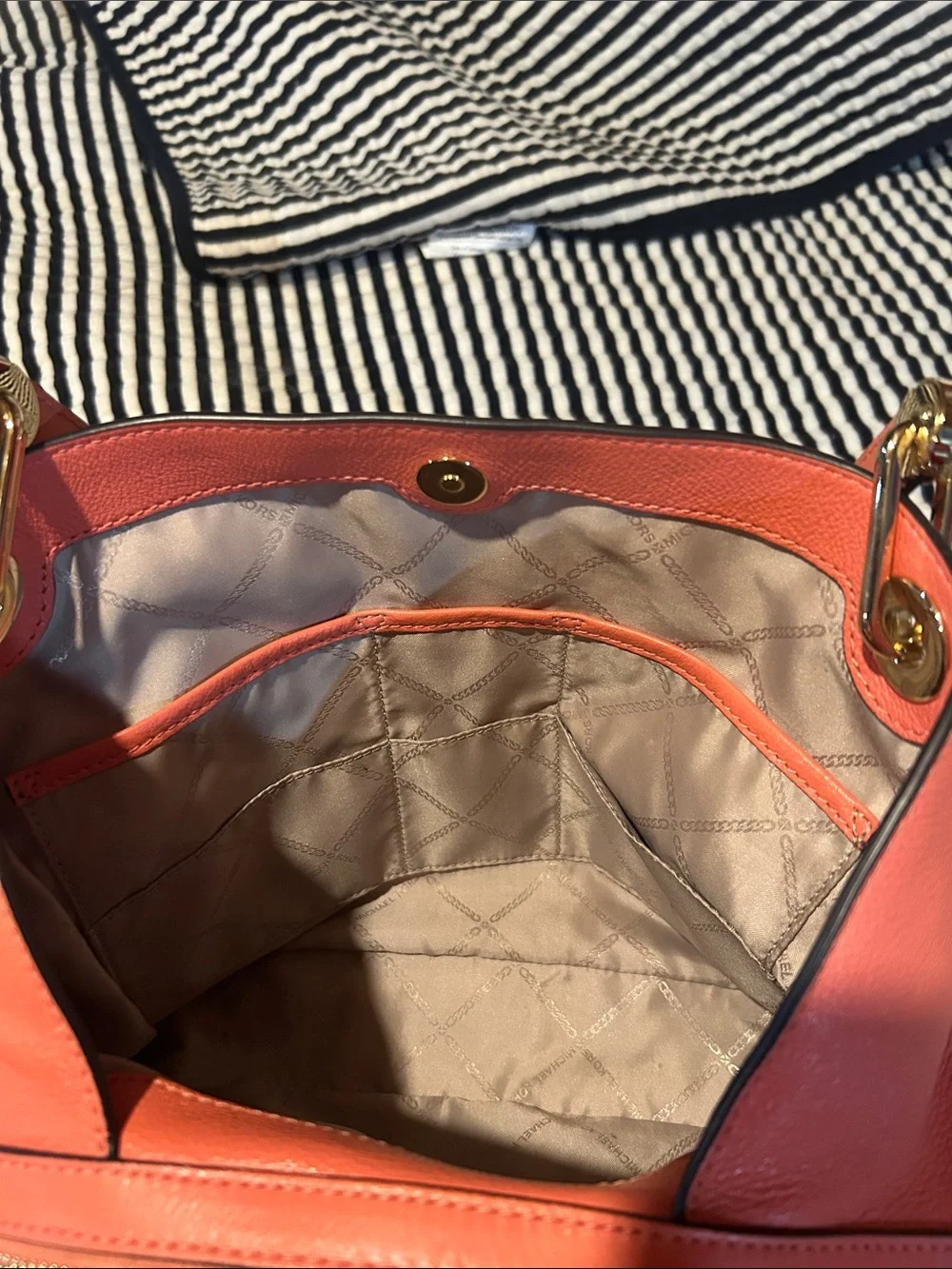 Michael Kors Coral-Peach Leather Shoulder Bag